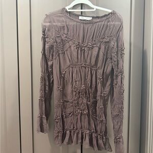 Elegant Brown Long Sleeve Top